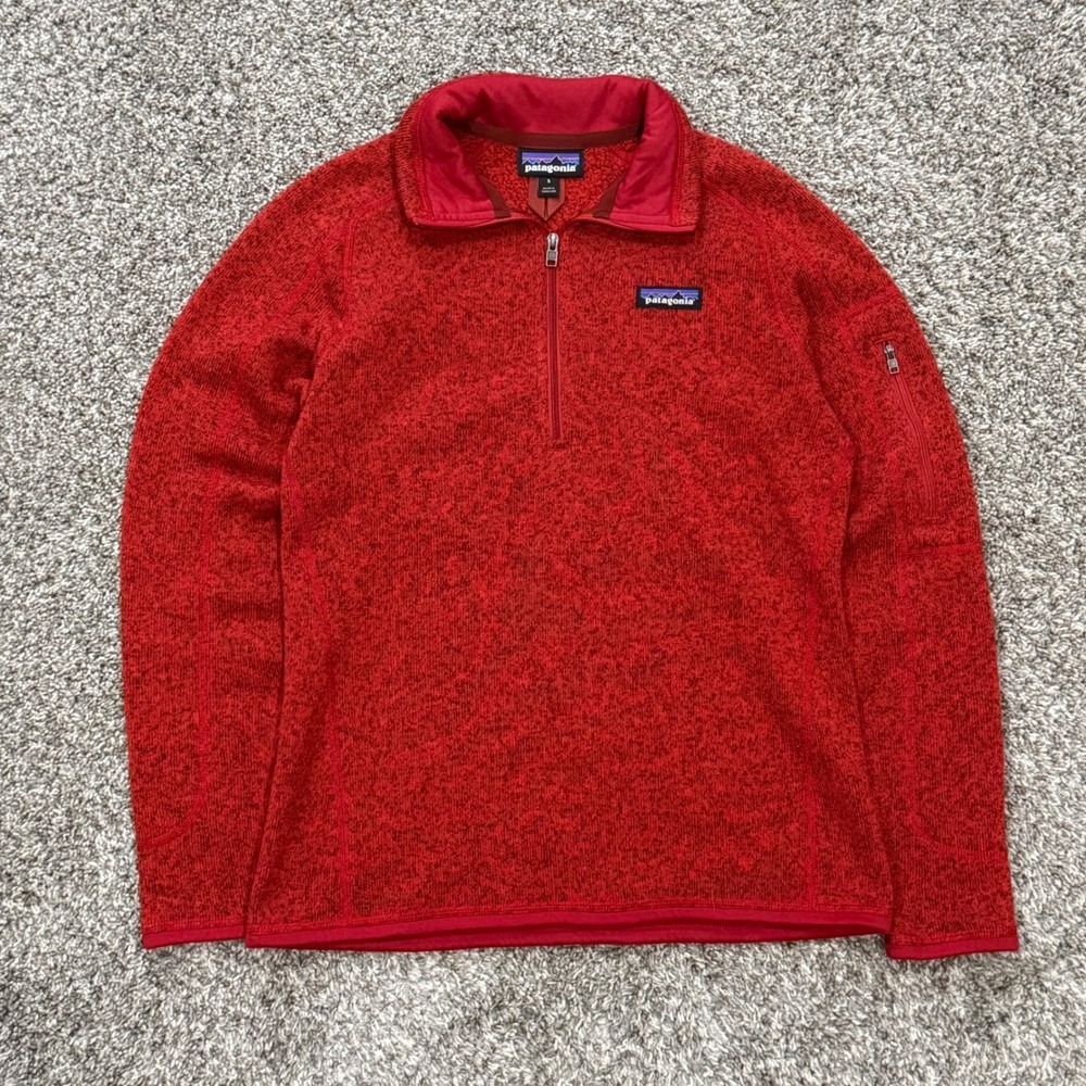 Patagonia Better Sweater 1/4 Zip Pullover Red Heathered Fleece Jacket Womens S